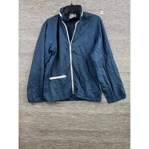 Just Men Jacket Mens Small Blue Windbreaker Lightweight Full Zip Stand Collar